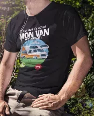 T-shirt homme 100% coton bio - Cadeau - "Faut que j'y aille, mon van m'appelle"