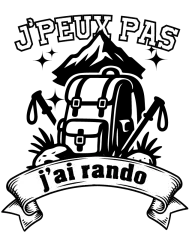 T-shirt femme 100% coton bio - Humour - "J'peux pas j'ai rando" Old school