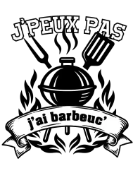 T-shirt femme 100% coton bio - Humour - "J'peux pas j'ai barbeuc" Old school