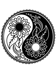 T-shirt femme personnalisé - Nature - "Ying yang fleuri"