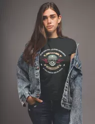 T-shirt femme personnalisé - Moto - "Pas toujours grincheux"