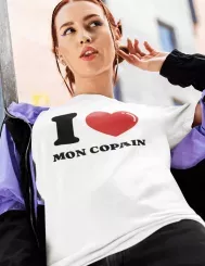 T-shirt femme personnalisé - Cadeau - "I LOVE MON COPAIN"