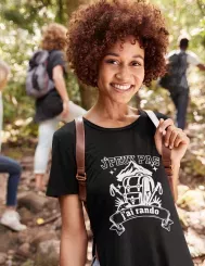 T-shirt femme 100% coton bio - Humour - "J'peux pas j'ai rando" Old school