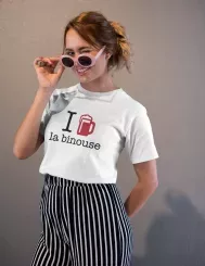 T-shirt femme 100% coton bio - Cadeau - "I LOVE la binouse"