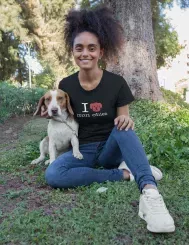 T-shirt femme 100% coton bio - Cadeau - "I LOVE mon chien"