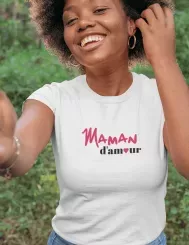 T-shirt femme 100% coton bio - Cadeau - "Maman d'amour"