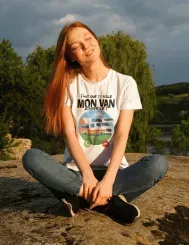 T-shirt femme 100% coton bio - Cadeau - "Faut que j'y aille, mon van m'appelle"