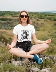 T-shirt femme 100% coton bio - Humour - "J'peux pas j'ai rando" Old school