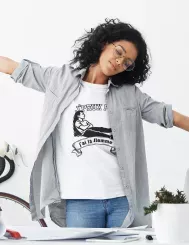 T-shirt femme 100% coton bio - Humour - "J'peux pas la flemme" Old school