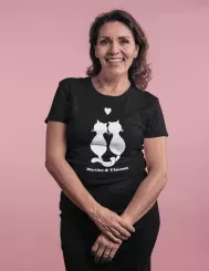 T-shirt femme personnalisé - Cadeau - "Chats amoureux..."