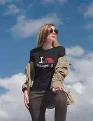 T-shirt femme 100% coton bio - Cadeau - "I LOVE camping"