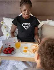 T-shirt femme 100% coton bio - Cadeau - "SUPER MUM"