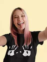 T-shirt femme personnalisé - Humour - "Hand's print"