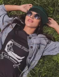 T-shirt femme 100% coton bio - Humour - "J'peux pas la flemme" Old school