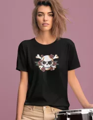 T-shirt femme personnalisé - Tête de mort - "Crâne fleuri"