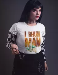 T-shirt femme 100% coton bio - Humour - "I RHUM MAN" Liquide