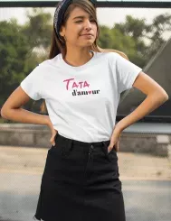 T-shirt femme 100% coton bio - Cadeau - "Tata d'amour"
