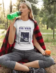 T-shirt femme 100% coton bio - Cadeau - "J'peux pas j'me barre en van" Nuit étoilée