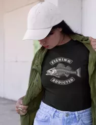 T-shirt femme personnalisé - Chasse et pêche - "Fishing addicted "