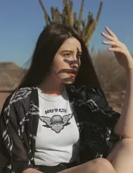 T-shirt femme personnalisé - Moto tout terrain - "Born to ride"