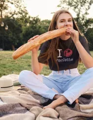 T-shirt femme 100% coton bio - Cadeau - "I LOVE raclette"