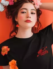 T-shirt femme 100% coton bio - Cadeau - "100% love "