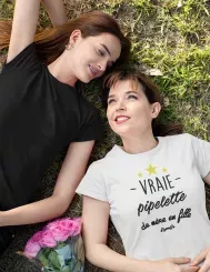 T-shirt femme personnalisé - Citations Humour - "Vraie pipelette"