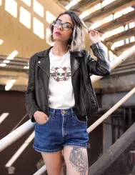 T-shirt femme personnalisé - Tête de mort - "Crâne fleuri"