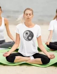 T-shirt femme personnalisé - Nature - "Ying yang fleuri"