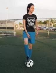 T-shirt femme 100% coton bio - Humour - "J'peux pas j'ai foot" Old school