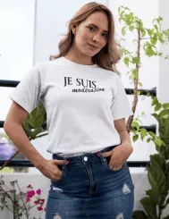 T-shirt femme 100% coton bio - Humour - "Je suis modération"