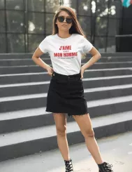 T-shirt femme personnalisé - Cadeau - "J'aime mon homme..."