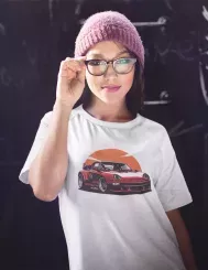 T-shirt femme personnalisé - Supercars & Exotiques - "Porsche Turbo Soleil"