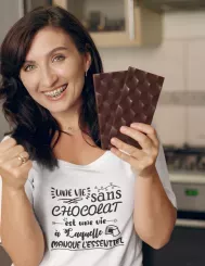 T-shirt femme personnalisé - Citations Food - "La vie sans chocolat"
