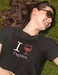 T-shirt femme 100% coton bio - Cadeau - "I LOVE l'apéro"