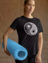 T-shirt femme personnalisé - Nature - "Ying yang fleuri"