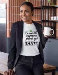 T-shirt femme personnalisé - Citations Humour - "J'ai décidé d'être heureuse"