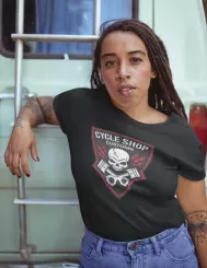 T-shirt femme personnalisé - Moto tout terrain - "Cycle shop"