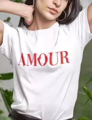 T-shirt femme 100% coton bio - Cadeau - "AMOUR"