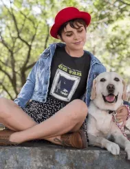 T-shirt femme 100% coton bio - Cadeau - "J'peux pas j'me barre en van" Nuit étoilée