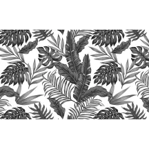 Papier Peint Panoramique Feuilles Tropical Noir