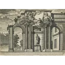 Papier Peint Panoramique Estampe 18e siècle Nicolas Langlois - La Perspective de la maison de Mr. Fieubet