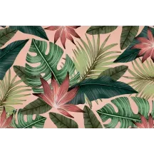 Papier Peint Panoramique Jungle Rose fleurs