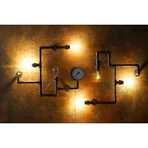 Papier peint Panoramique Tuyaux Ampoules