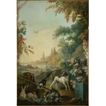 Papier Peint Panoramique Peinture 18e siècle Jean-Baptiste Huet - Paysage au chien