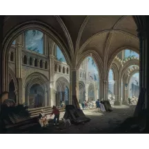 Papier Peint Panoramique Peinture 18e siècle Pierre-Antoine Demachy - Démolition de l'église Saint-Jean-en-Grève