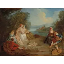 Papier Peint Panoramique Peinture 18e siècle Jean-Baptiste Pater - Le Repos sur la colline