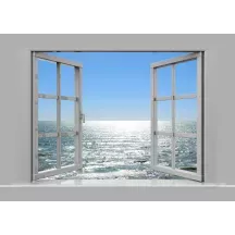 Papier Peint Panoramique Trompe l'Oeil Océan Fenêtre