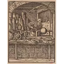 Papier Peint Panoramique Gravure - Artisan dans son atelier