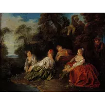 Papier Peint Panoramique Peinture 18e siècle Jean-Baptiste Pater - Les Plaisirs du bain